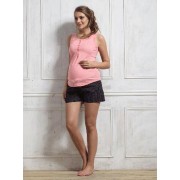 Angel Maternity Sleeveless Nursing Top in Soft Cotton - Light Peach