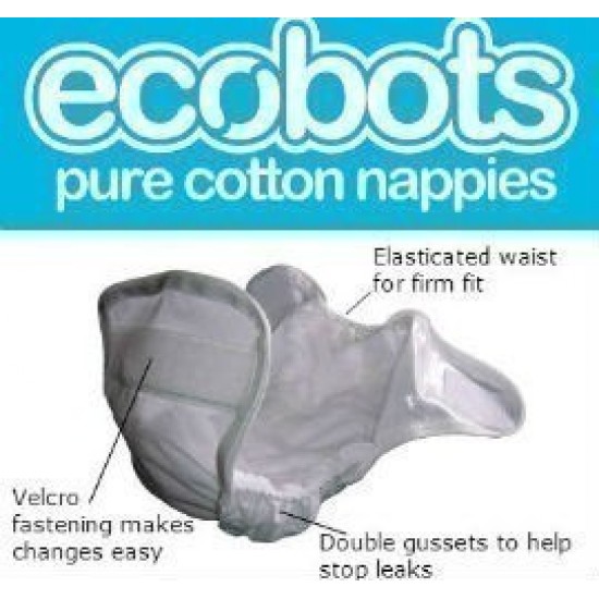 Ecobots Starter Pack - Cotton Prefold Nappy System