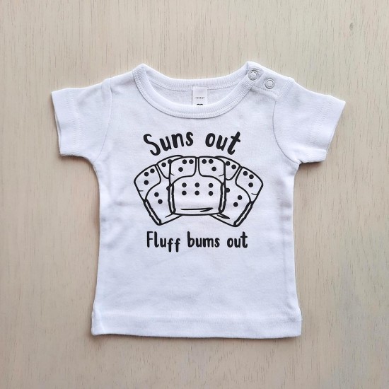 Cloth Nappy Tee - Fluff Bums Out (Outline)