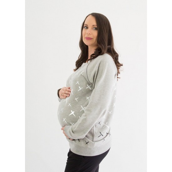 Mrs Smith Maternity Crosses Printed Maternity & Nursing Sweatshirt