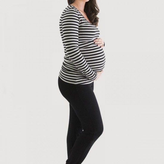 Mrs Smith Maternity Long Sleeve Striped Nursing Top